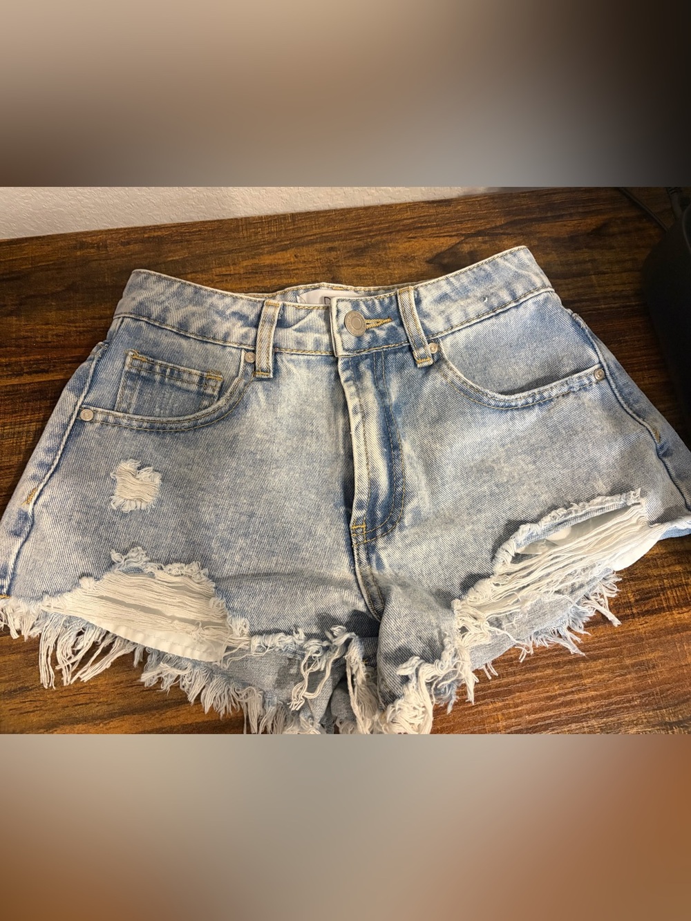 Light Wash Distressed Boyfriend Denim Shorts